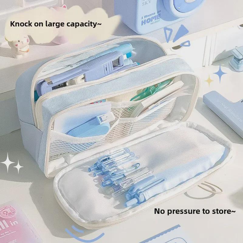 Soft Girl Pencil Case - Large Capacity, Gentle Lazy Style for Students