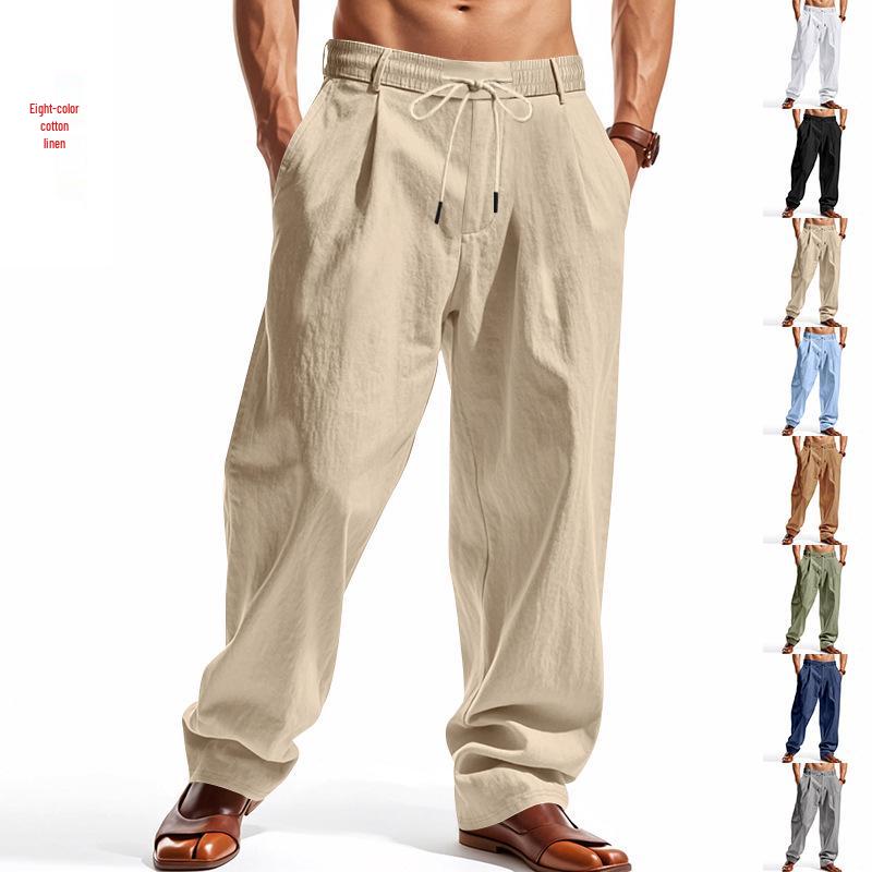 American Style Men's Casual Wide-Leg Linen Beach Pants - Four Seasons Trend