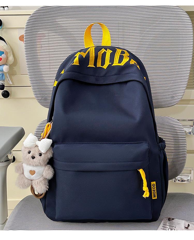 Schoolbag new Japanese ins style female student embroidered schoolbag simple large capacity lightweight backpack campus commuter backpack