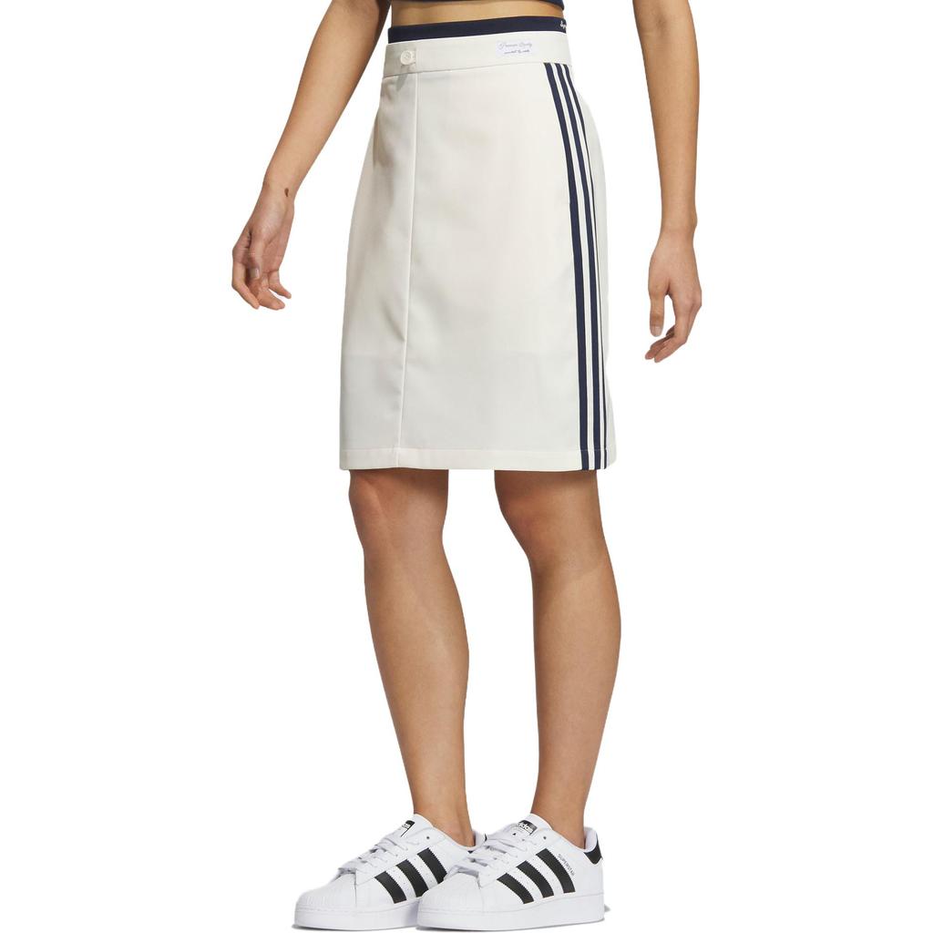adidas Originals X Συνεργασία Χωρίς Τίτλο Φθινόπωρο/Χειμώνας 23 Μονόχρωμη Τρεις Ρίγες Χαμηλή Μέση Φερμουάρ Αθλητική Casual Φούστα Γυναικείες Φούστες Εκρού IN1076