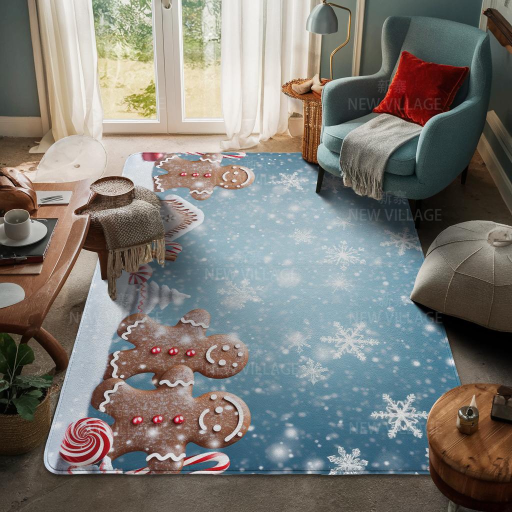 House Entrance Carpet Home Door Mat Living Room Bath Foot Bathroom Non-slip Water Absorption Rugs Bath Merry Christmas Winter