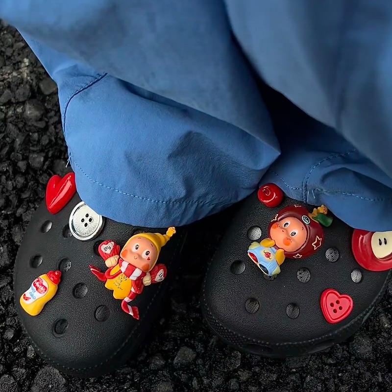 8PCS Fashion Shoe Charms Set Accessories Hole Shoe Buckle Cute Cartoon Animal Fruit DIY 3D Shoes Decorations Kids Party Gift