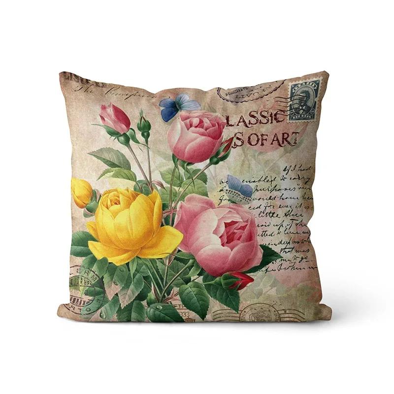 Happy Easter Day Purple Flower Pillow Case Hydrangea Lavender Rose Forest Pillowslip  Cushion Covers Sofa Living Room