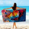Colorful Butterfly Beach Towel, Oil Painting Style Butterfly Print Oversized Bath Towel, Dry Artistic Summer Beach Blanket