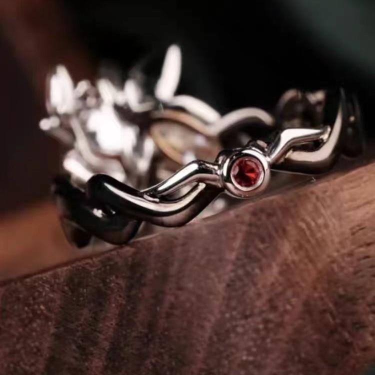 Animation Baizhi Yingxing · Blade Impression Spring Ring Design Sense Dead Wood Ring Arm Hollow Magnolia Flower Ring