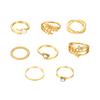 8pcs/set Gold Star Leaf Pearl Rings Personalized Fashionable Rings Set Alloy Rings Women Jewelry Accessories