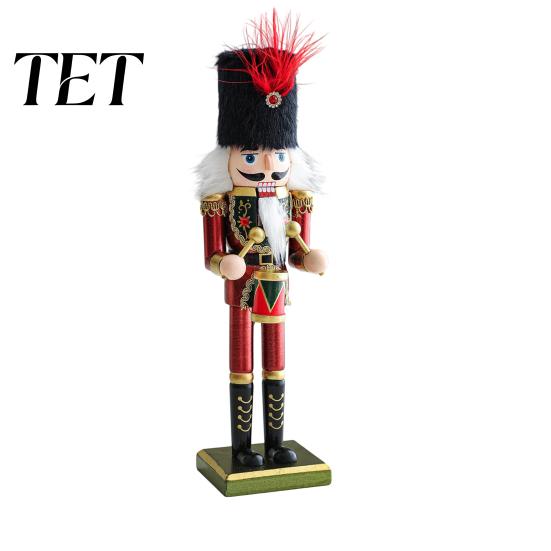 Christmas Fairy Tale Figurine Wooden Nutcracker Soldier Figurine, Handcrafted Solid Wood Tabletop Ornament Vintage for Holiday Desk And Bookshelf