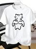 Male Navy Crew Neck Tee Funny Muscular Cat Line Art Print Light Short Sleeve Daily Street Casual Top For Gym And Pet Loving Guys