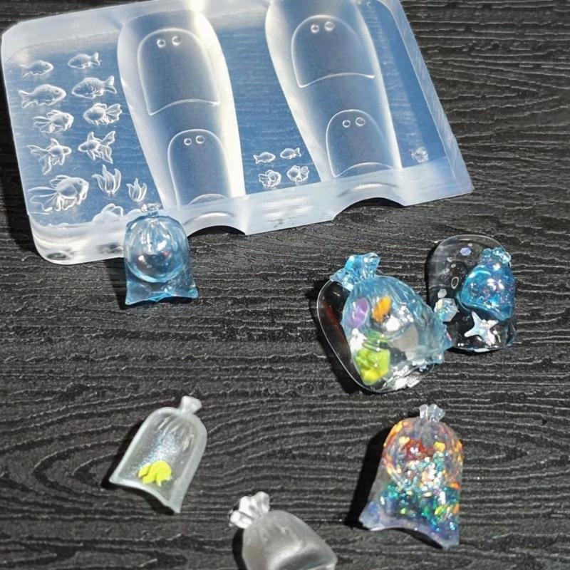 Silicone Nail Art Mold Accessory Molds Goldfish Themed Nail Decorative Mold Silicone Texture for Various Nail Types