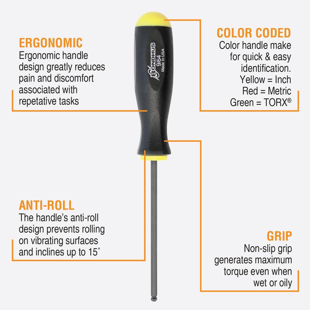 BONDHUS Hexagonal Ball Point Driver Black Oxide Set BSX8S 10632 Set, Finish, 8-Piece (0.050, 1/16, 5/64, 3/32, 7/64, 1/8, 9/64, 5/32 Inches) No.