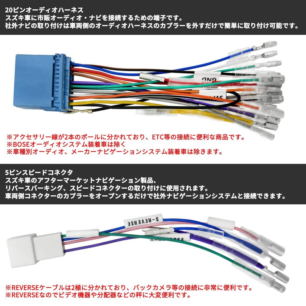 KONPON Compatible with Suzuki Speed 5P Connector, Audio Harness 20P Speed Sensor, Easy Installation,