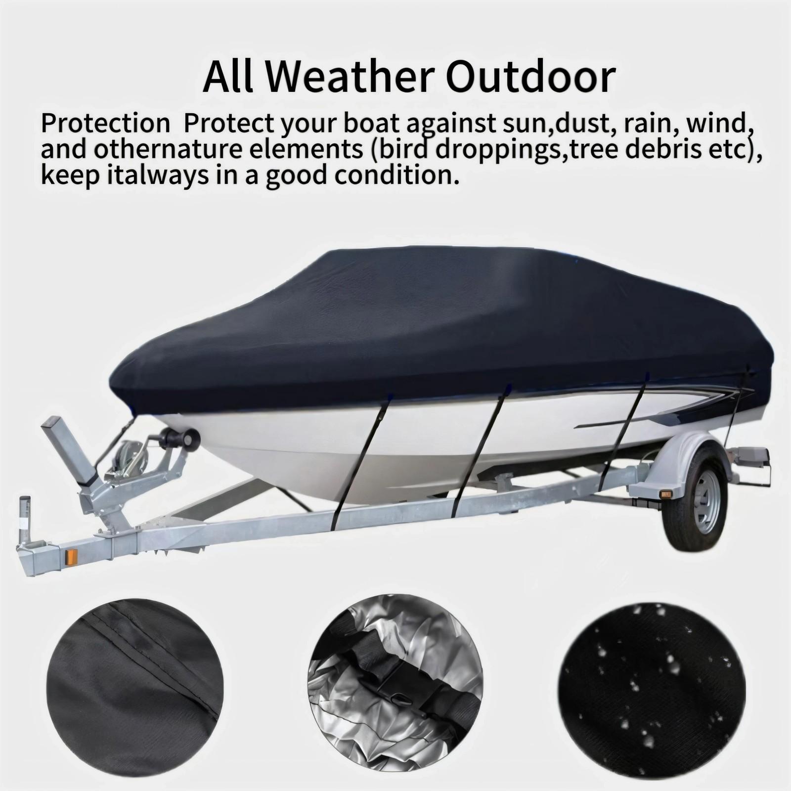 

Secure Design Boat Cover Elastic Cord System Adjustable Straps Waterproof Protective for V Shaped Boats 14 to 16 Feet
