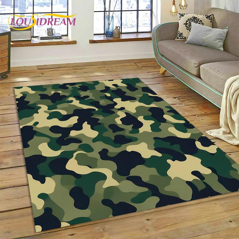 2025 Colorful Camo Green Camouflage Carpet Rug for Living Room Bedroom Home Sofa Decoration Play Area Rug Non-slip Floor Mat