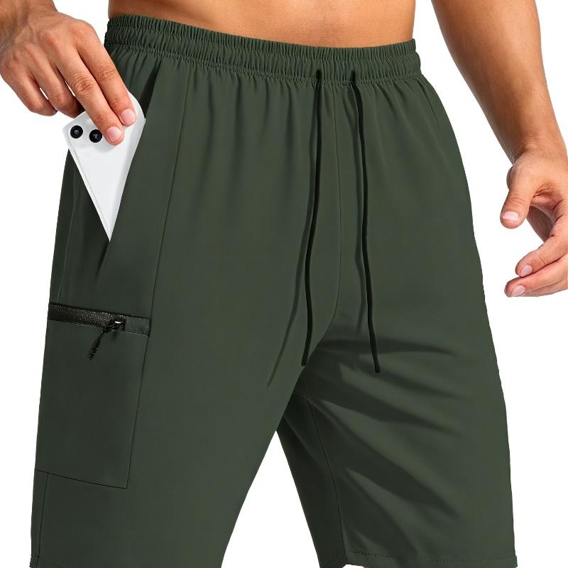 Pantaloncini da Trekking Leggeri ad Asciugatura Rapida da Uomo con Tasche con Zip - Pantaloncini Traspiranti per Palestra, Corsa, Sport all'Aperto