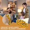 Handmade Crochet Sunflower Floral Blanket, Soft Floral Crochet Flower Blankets, Comfortable and Warm Suitable for Travel, Picnics and Home Settings