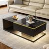 Coffee Table 100x50x32.5cm, Side Table with Glass and LED Effect, Practical Storage Space, Modern Living Room Furniture, Black