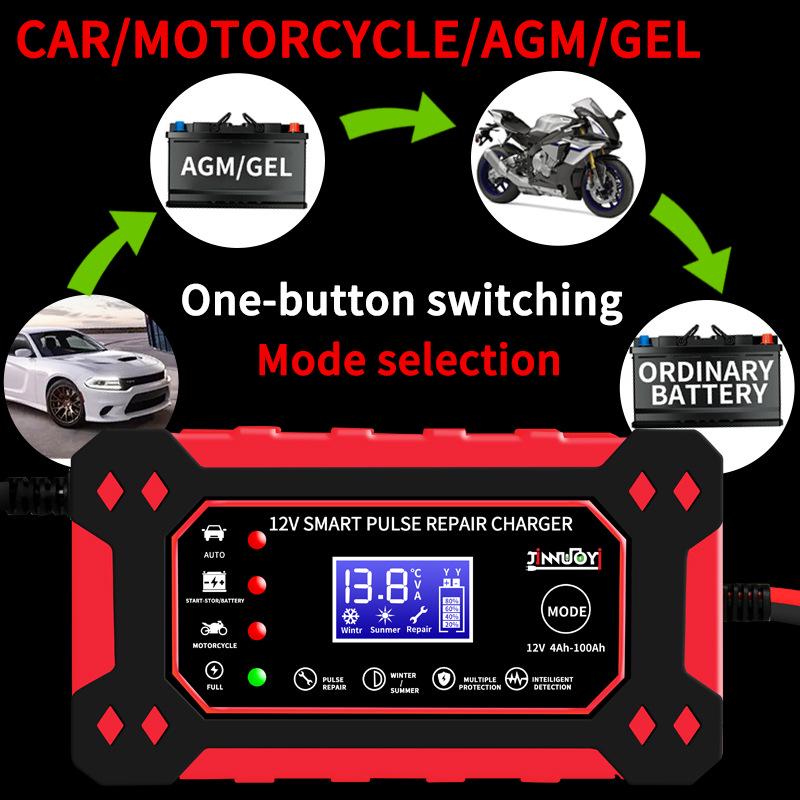 12V 6A Smart Pulse Lead-Acid Battery Charger for Car and Motorcycle