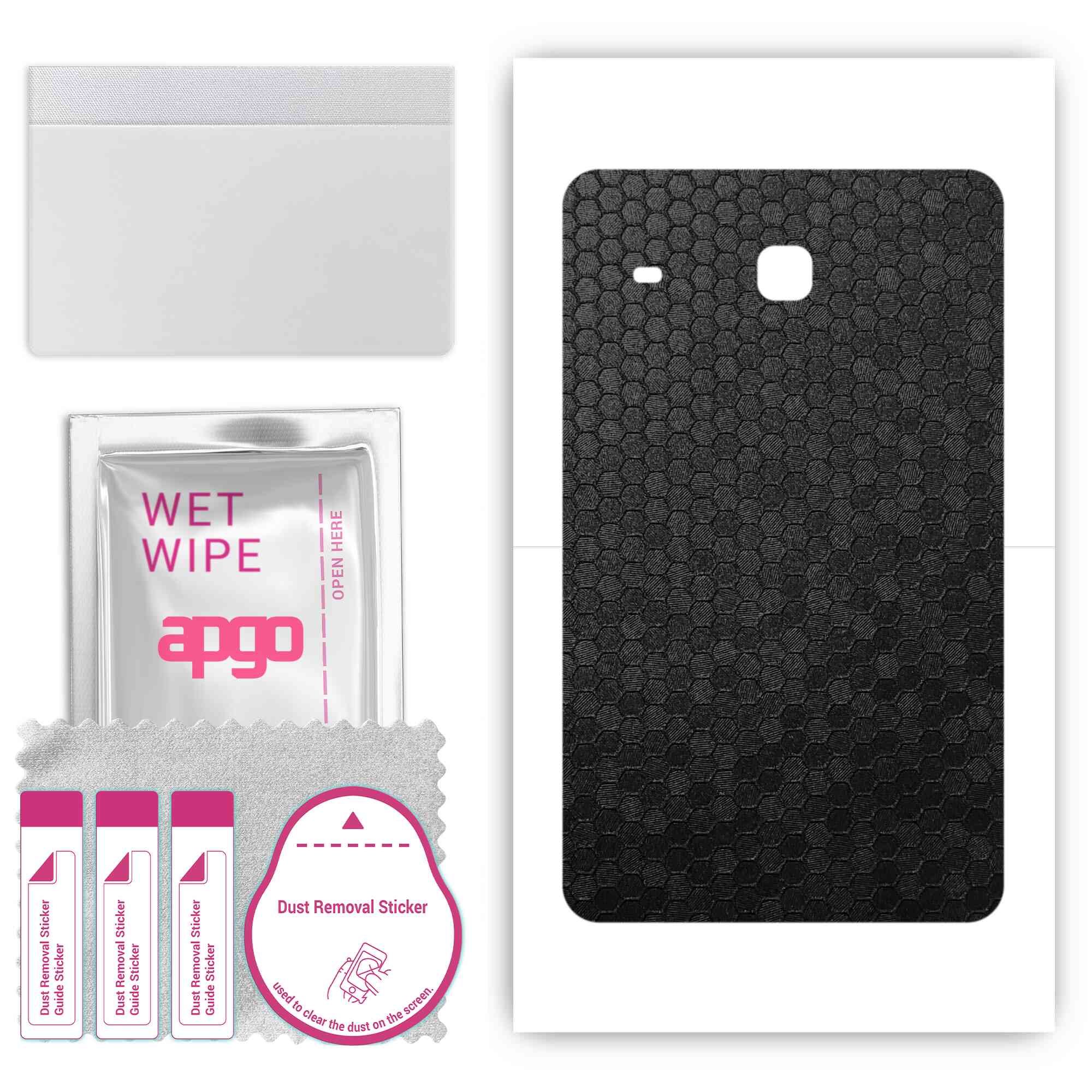

apgo skin sticker film foil vinyl for the BACK compatible with Samsung Galaxy Tab E 8.0, scratch-resistant, easy to install - Black Honeycomb