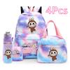 4Pc/set Cute Backpack Lunch Bag Pencil Bag Student Schoolbag Boy Girl School Bookbag 750Ml Outdoor Sports Water Bottle