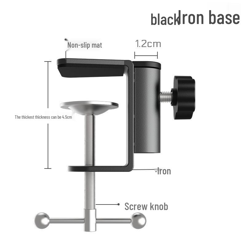 Lazy Person Phone Live Stream Stand with Mic Clip and Stable Boom Base