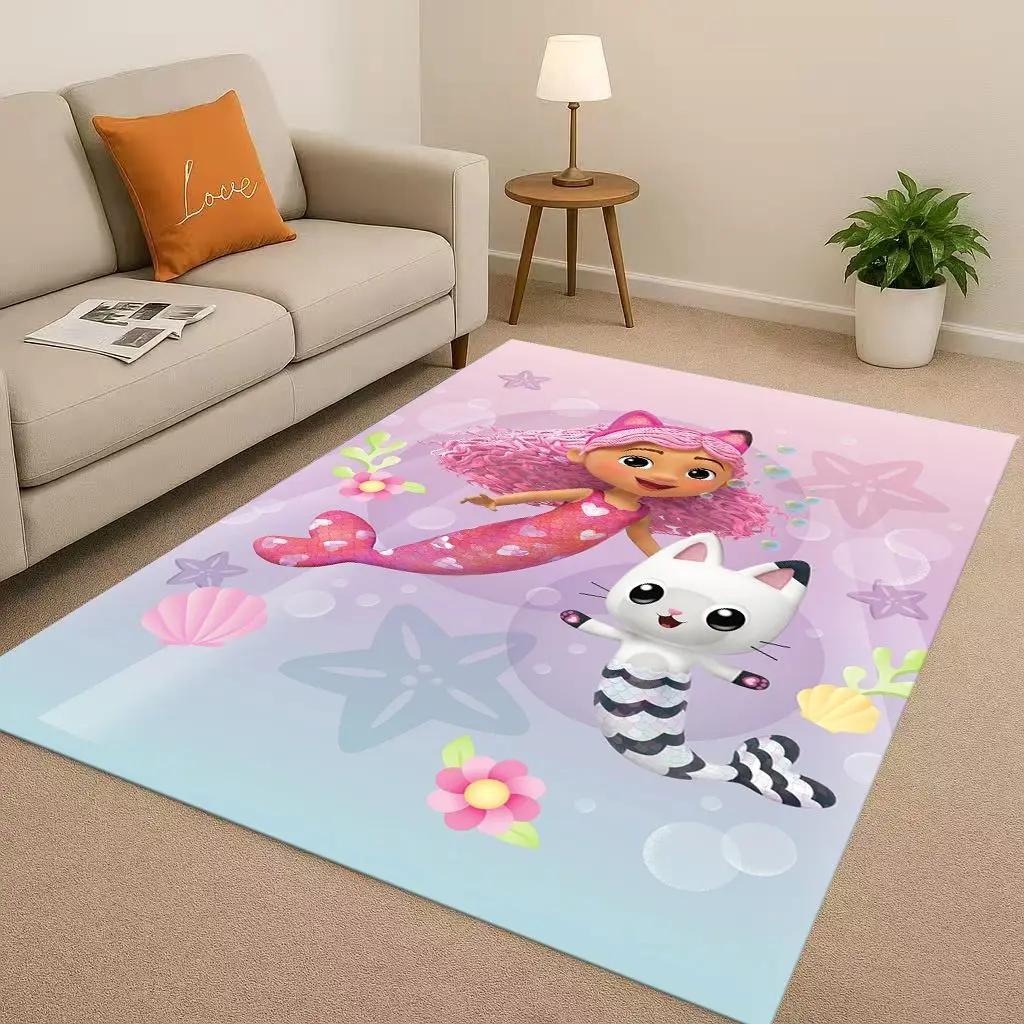 HD Cute Gabbys Dollhouse Cartoon Girl Living Room Non-Slip Area Rug Soft Carpet for Bedroom Playroom and Sofa,Home Decor Doormat