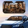 Funny Leopard Driving Sun Visor Foldable Car Windshield Sun Shade UV Protection Reflective Heat Insulation Reusable Cover