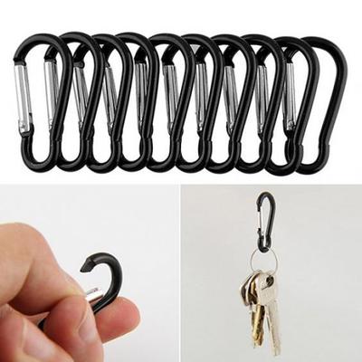10 Stück schwarzer Karabiner-Camp-Clip-Haken für Outdoor-Wandern, Klettern, Reisen