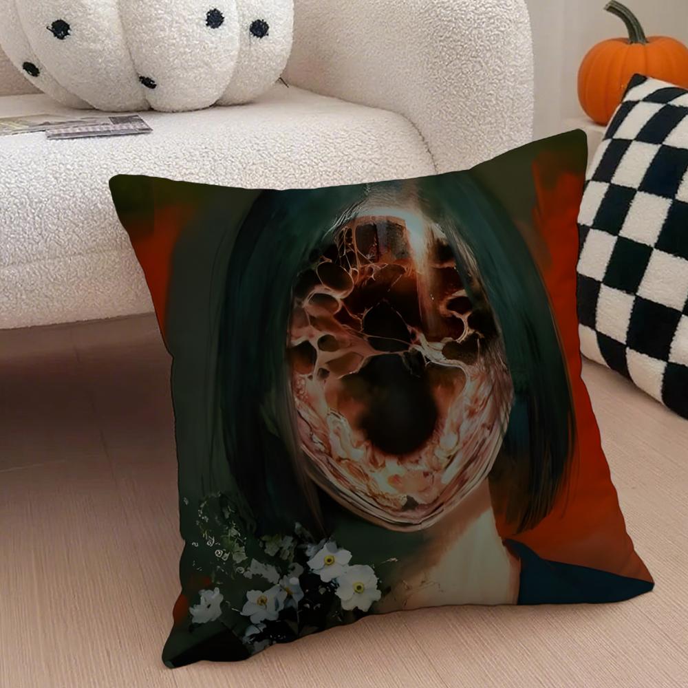 Terrible SSILENT HILL F Game Cushion Cover Throw Pillow Cover Hidden Button Durable Polyester Chair Cushion