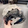 Fashionable temperament pleated organza headband with ruffled edge mesh, pressed wide edge headband for women's hair accessories