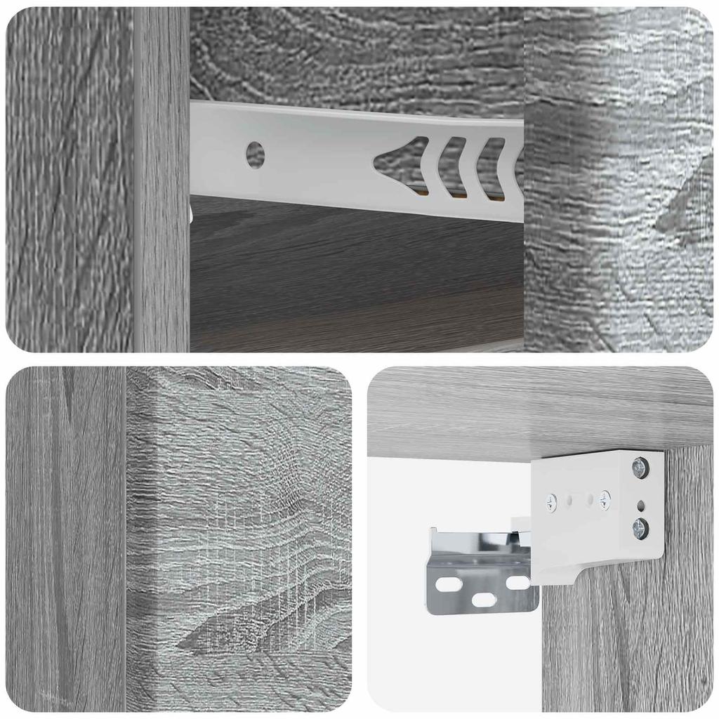 Wall Mounted Nightstand Grey Sonoma 34.5 x 33 x 20 cm