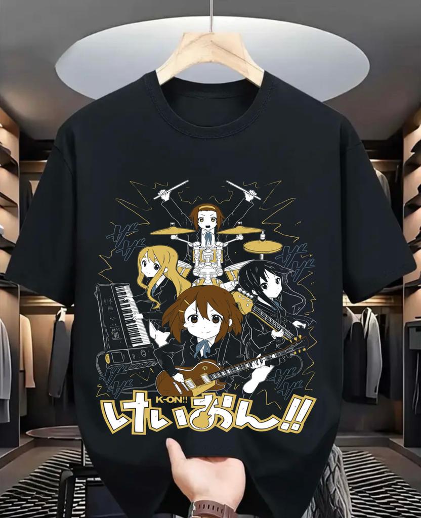 K-On T-shirt Japan Anime Cartoon Music Series Unisex Gift Black T-Shirt Size
