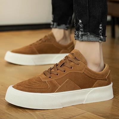 Mens Casual Shoes, Genuine Leather Mens Shoes, Lace-up Thick-soled Mens Sports Shoes, Breathable Lightweight Skate Shoes for Men