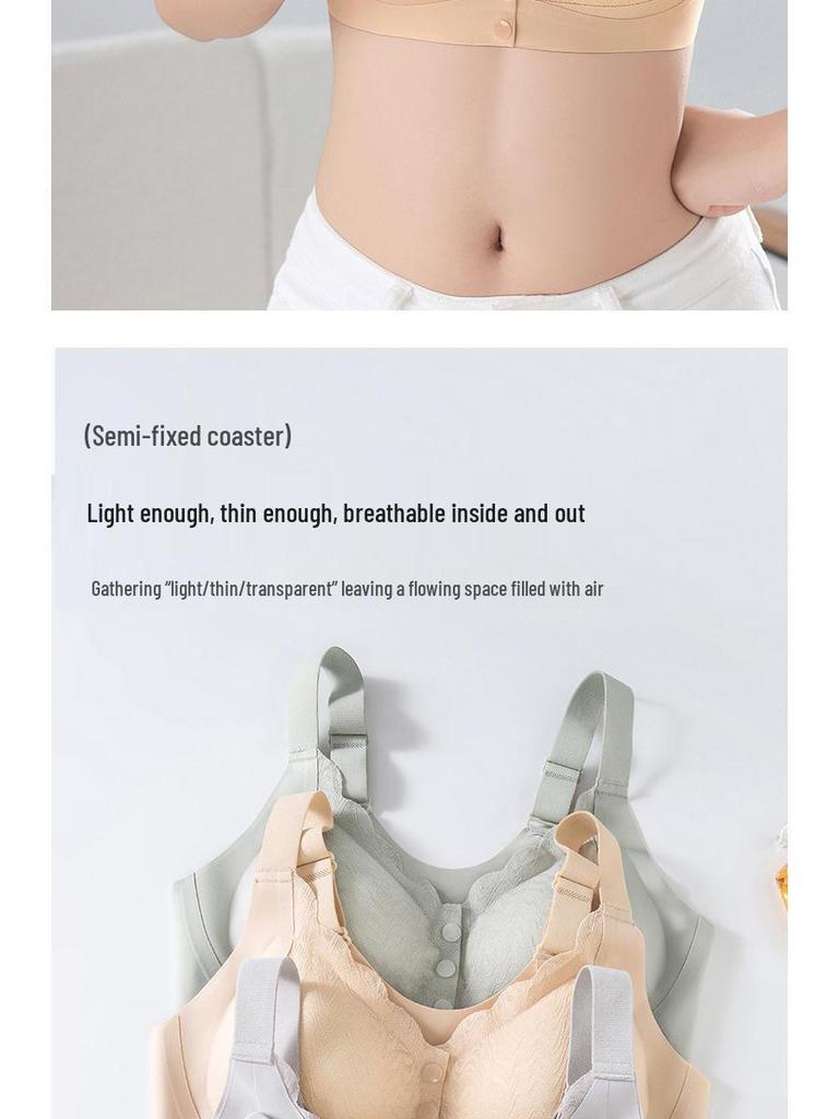 Plus-Size Women's Front-Buckle Nursing Bra: Seamless, Comfortable, for Middle-Aged & Elderly.