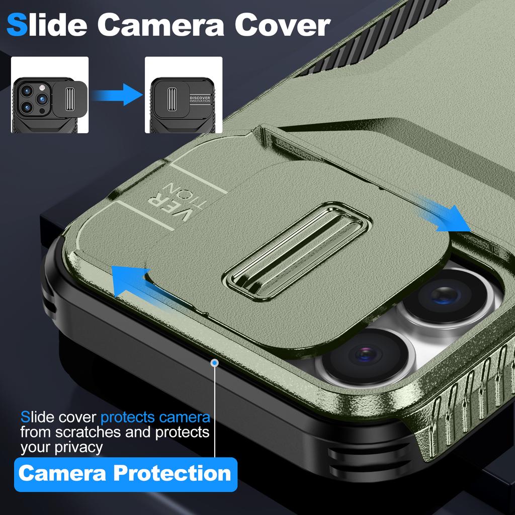 For iPhone 16 Pro Max Case Camshield TPU+PC Phone Cover Non-Slip Side Edge