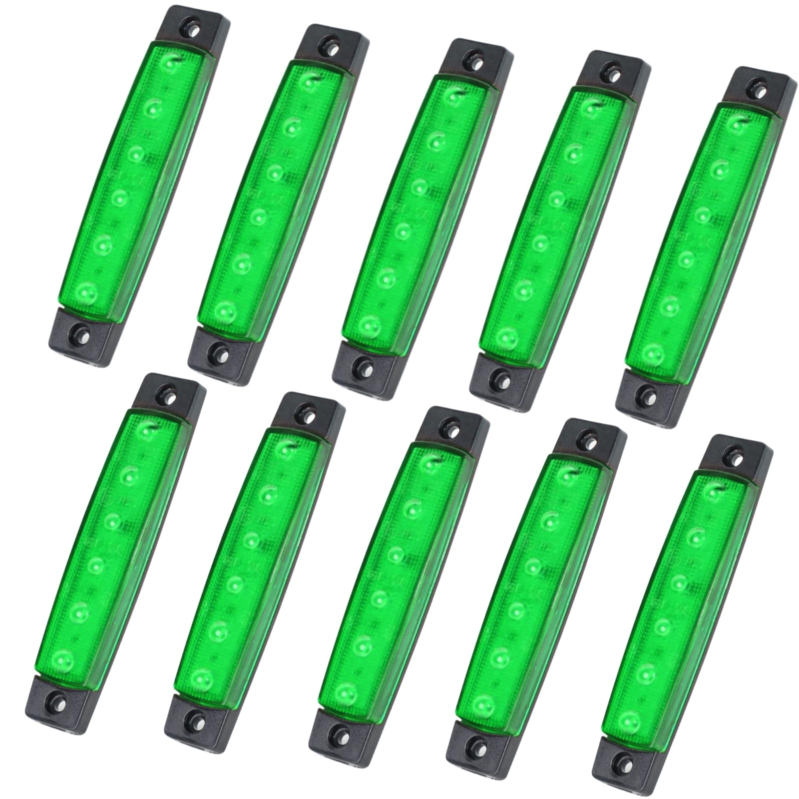 

10 Pcs 6 Row Truck Trailer One Side Lighting LED Dump Custom Marker Lamp Deco Tiger (Green) зелёный