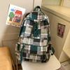 Autumn And Winter Retro Woolen Plaid Schoolbag College Style Junior High School Girls High Value Backpack