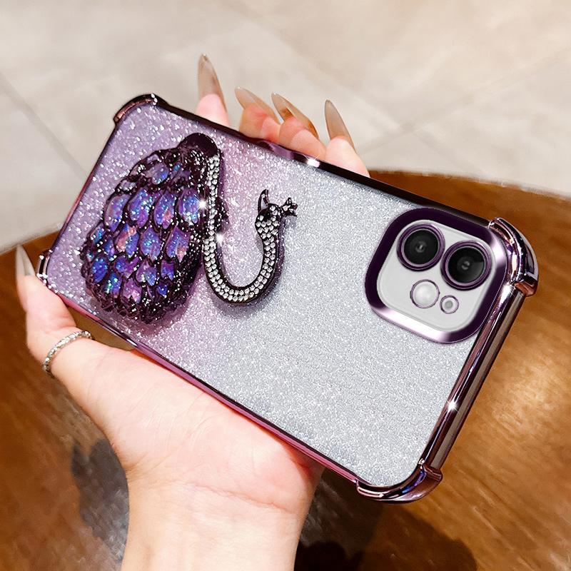 KEYSION Shockproof Plating Phone Case for iPhone 11 12 Pro Max Clear TPU Glitter Jewelled Swan kickstand Back Cover for iPhone 11