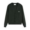 AMI Autumn and Winter New Little White Heart Alpaca Wool Blended Soft and Sticky Knitted Cardigan Round Neck Cloud Sweater Pocket Coat