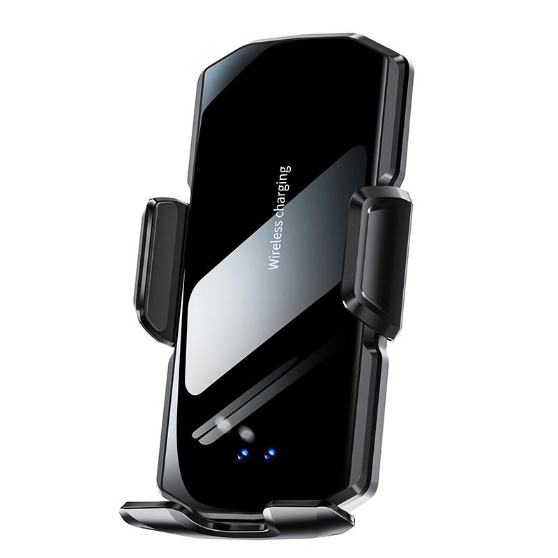 

Беспроводной автомобильный держатель для телефона с креплением на воздуховод, 15 Вт быстрая зарядка, инфракрасная индукционная подставка-крепление для iPhone 12 13 14 15 Pro Max, держатель для телефона чёрный