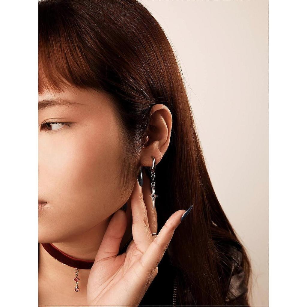 Gothic Y2k Spike Star Hoop Earrings, Y2K Punk Grunge Goth Earrings, Halloween Christmas Jewelry Gift For Women