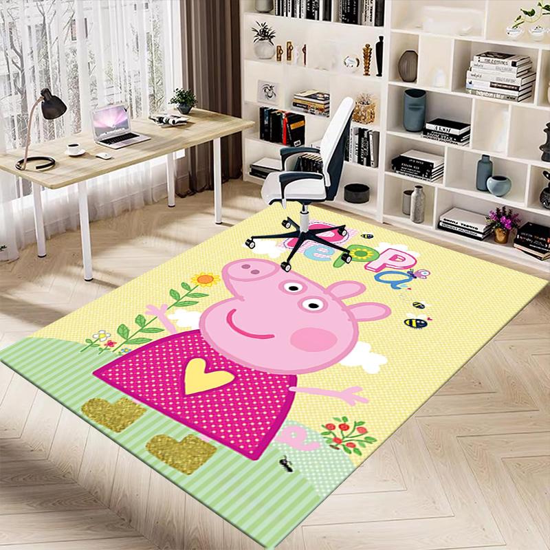 1pc Peppa Pig Family Adventure Carpet for Playroom Bedroom Living Room Sofa Home Decor,kids Game Area Rug Non-slip Floor Mat Y723132