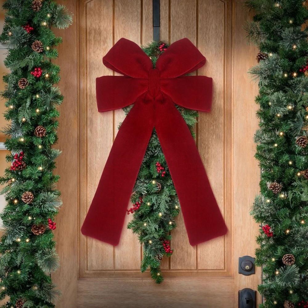 Kreative Samt-Weihnachtsschleife Rot Große Weihnachtsbaum-Schleife Anhänger Partyzubehör Mehrzweck-Weihnachtsbaumschmuck