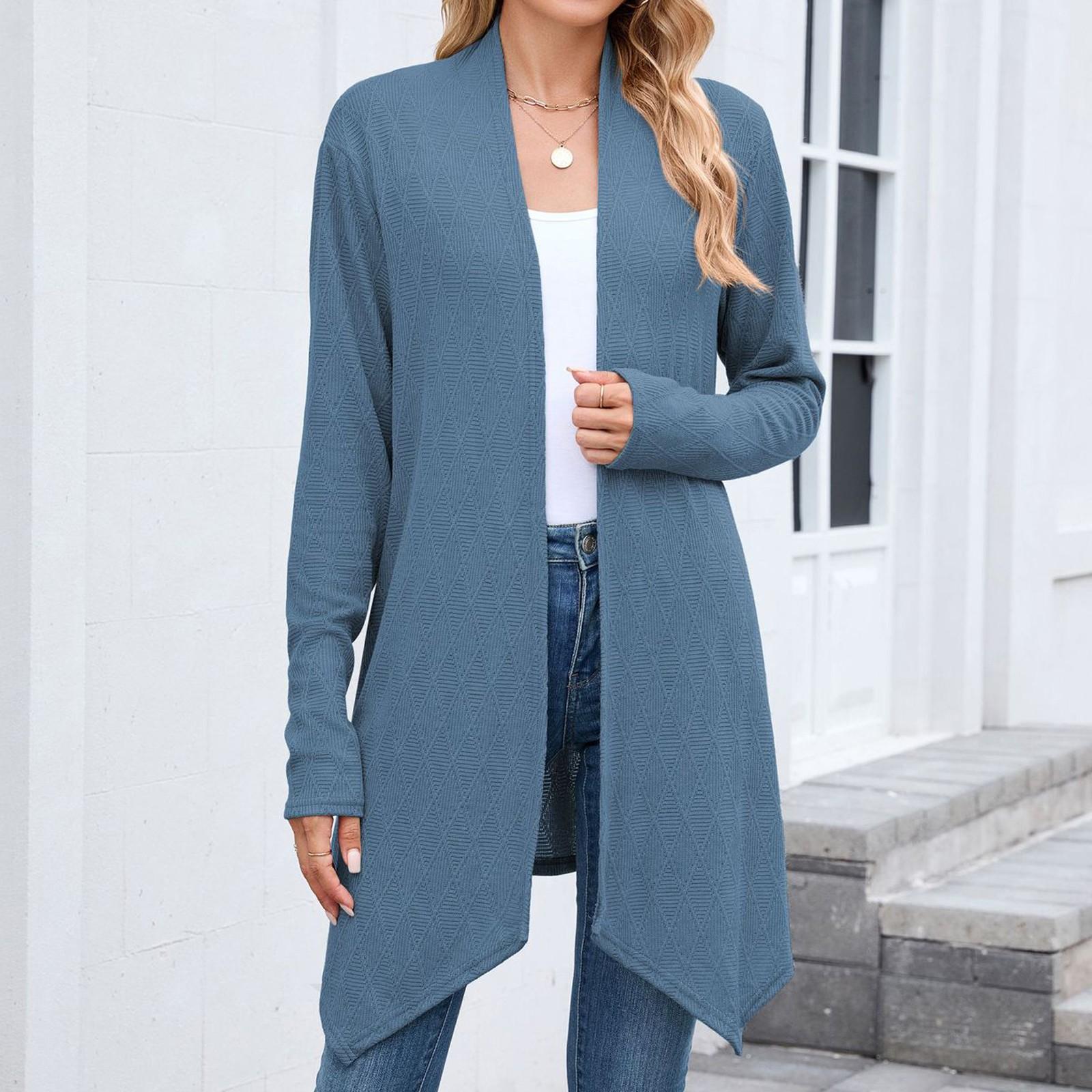 

Women s Ladies Casual Fashion Long-sleeved Knitted Cardigan Long Coat L армія зелений колір