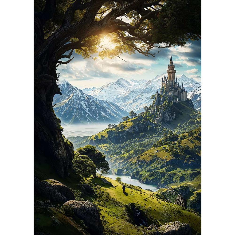 Fantasy Forest Castle Dark Academy Magic Witch Canvas Diamond Painting Wall Art Picture Living Room Home Decor