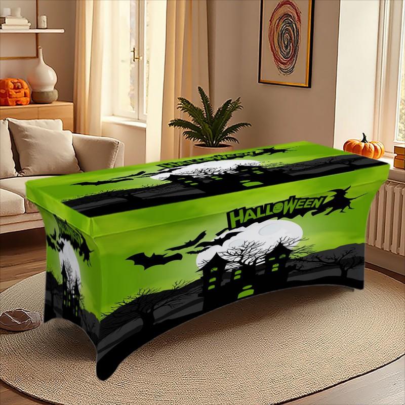 Halloween Printed Stretch Tablecloth Milk Fabric Outdoor Party Decor