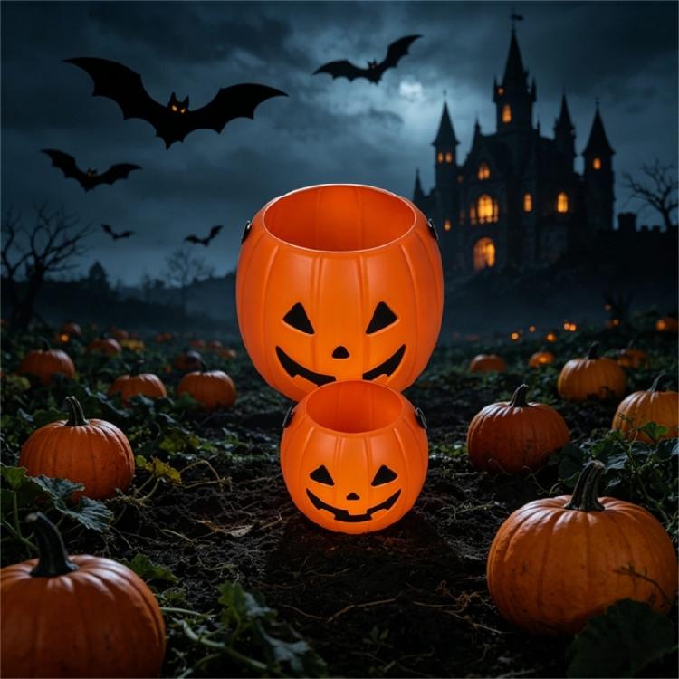Großer Süßigkeitenhalter für Partydekoration Halloween Kürbis Leckerlibecher Mit Bequemem Griff