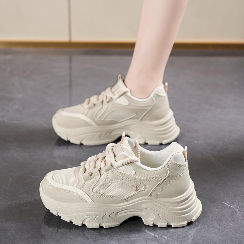 Spring Women's Shoes New Breathable Mesh Shoes for Women Korean Version of Versatile Thick-soled Sneakers Casual Daddy Trendy Shoes