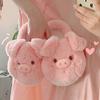 Rosa Schwein Baumwollpantoffeln Damen Winter Warm Anti-Rutsch Niedlich Cartoon Weicher Plüsch Indoor Flauschiger Pantoffel für Mädchen Haus Boden Schuhe