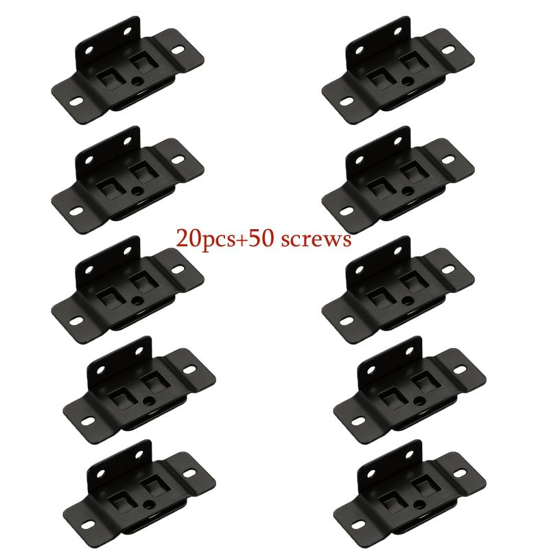 20Pcs+50Pcs Mounting Screws, 2-In-1 Metal Fixing Clips, L-Shaped 90-Degree Connectors For Furniture Shelves, Thickened Brackets For Home Decoration