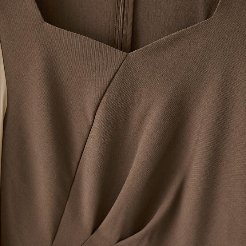 Elegant Ruched A-Line Long-Sleeve Dress